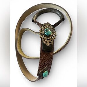 Vintage Inspired Turquoise and Leather Belt